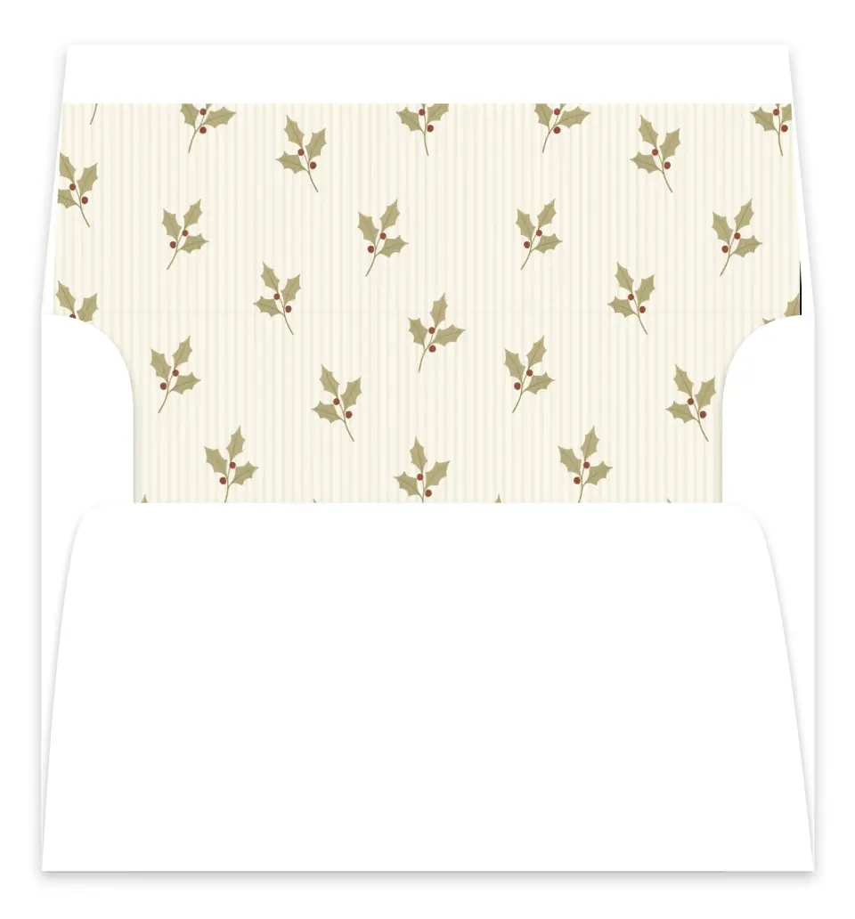 This is a Envelope Liners for 5 x 7 Card Envelope Liners for 5 x 7 Christmas Card called Holly Stripe printed in full color
