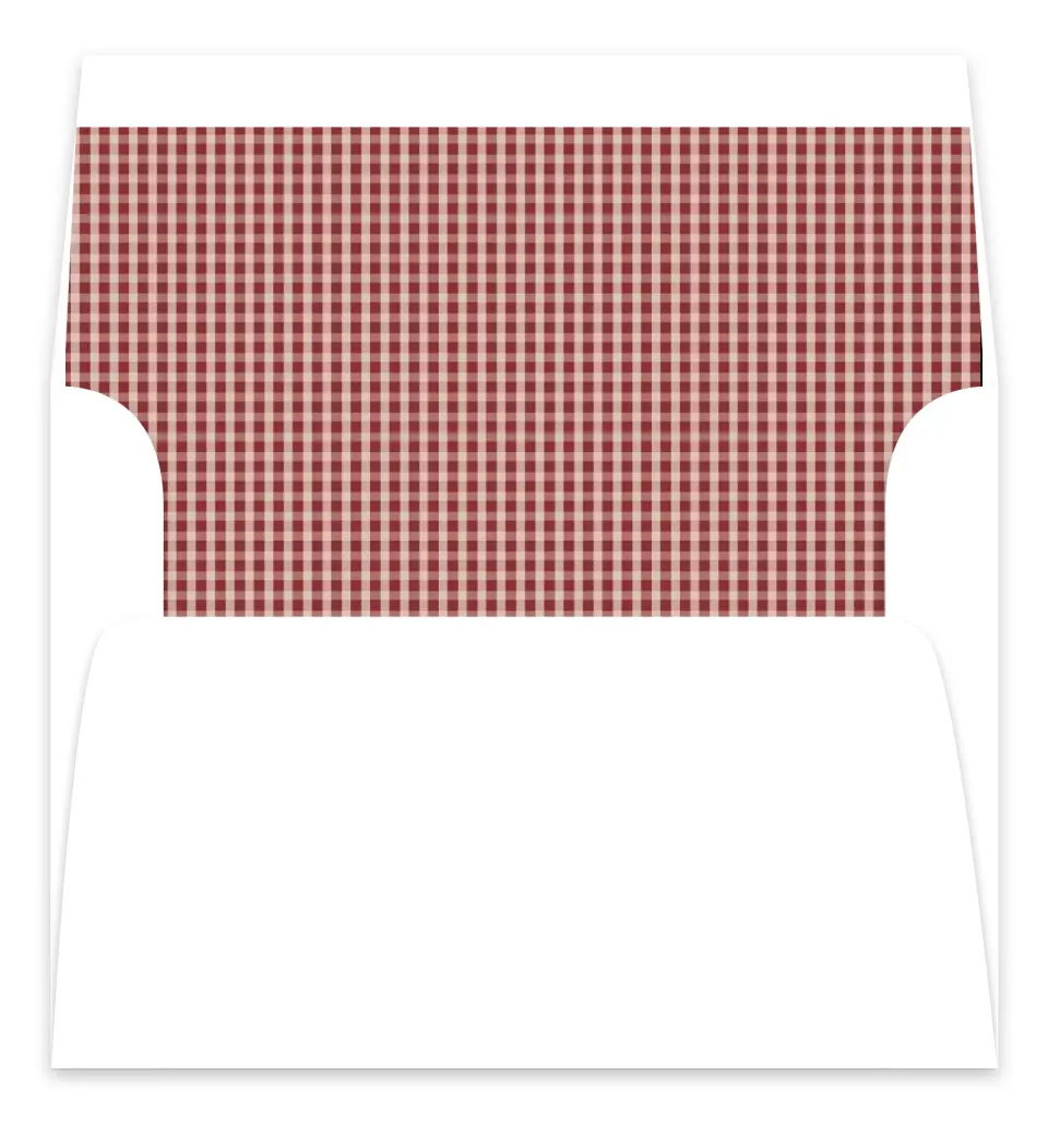 This is a Envelope Liners for 5 x 7 Card Envelope Liners for 5 x 7 Christmas Card called Gingham Greetings printed in full color