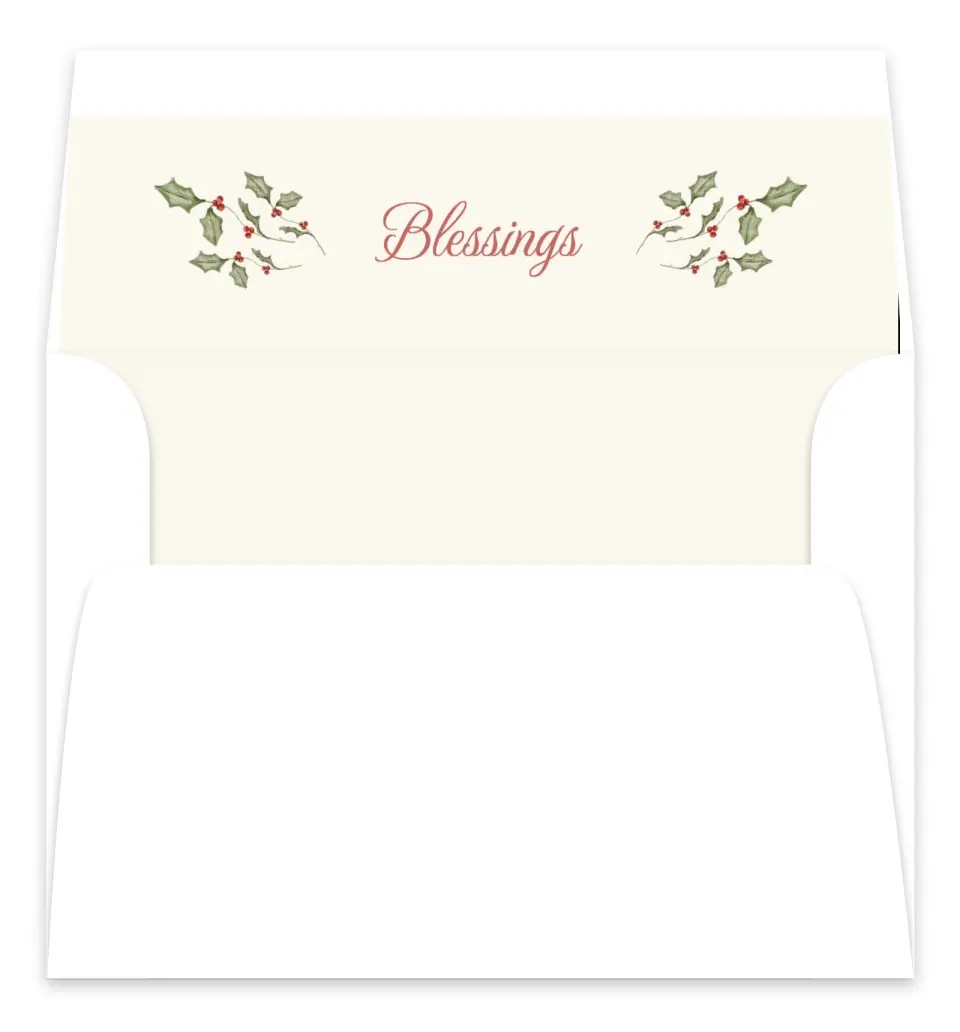 This is a Envelope Liners for 5 x 7 Card Envelope Liners for 5 x 7 Christmas Card called The Holly & the Ivy printed in full color