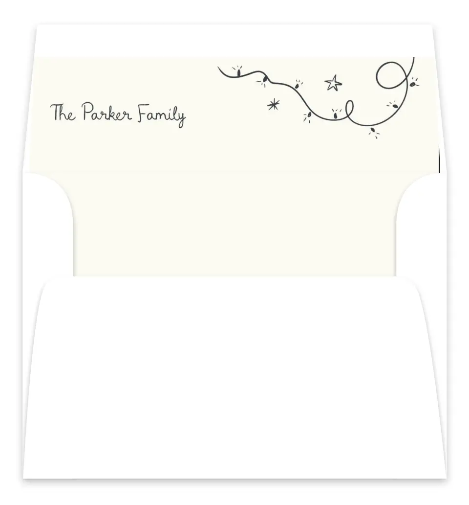 This is a Envelope Liners for 5 x 7 Card Envelope Liners for 5 x 7 Christmas Card called Whimsical Joy printed in full color