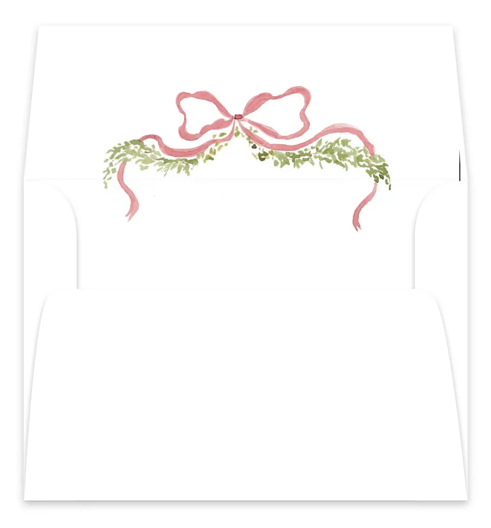This is a Envelope Liners for 5 x 7 Card Envelope Liners for 5 x 7 Christmas Card called Bows and Holly printed in full color