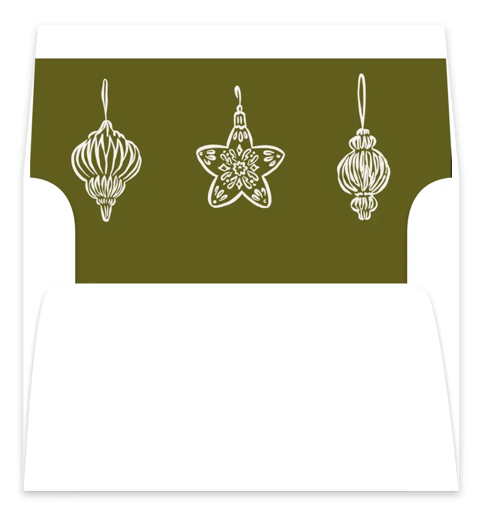 This is a Envelope Liners for 5 x 7 Card Envelope Liners for 5 x 7 Christmas Card called Ornamental Occasion printed in full color