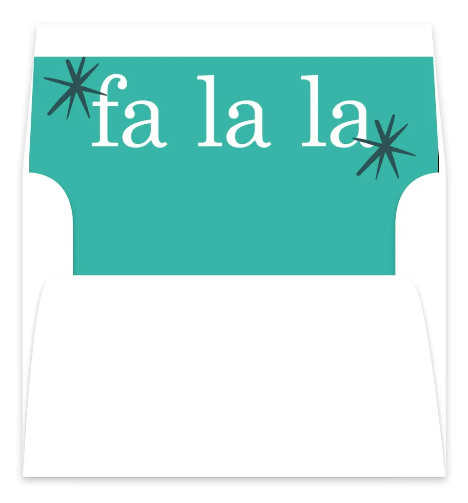 This is a Envelope Liners for 5 x 7 Card Envelope Liners for 5 x 7 Christmas Card called Fa La La Spa printed in full color