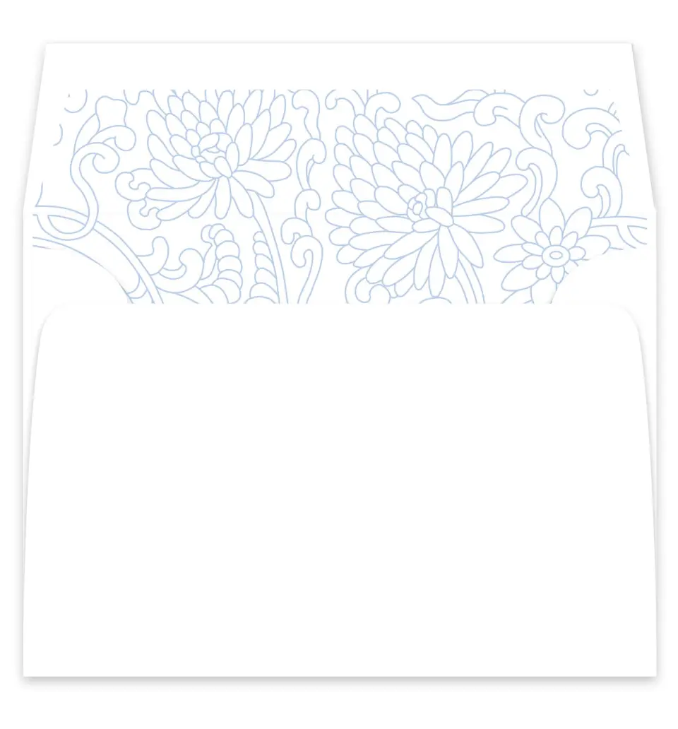 This is a  7¼" x 6⅞" Envelope Liners (ELF) called Pristine Beauty printed in full color
