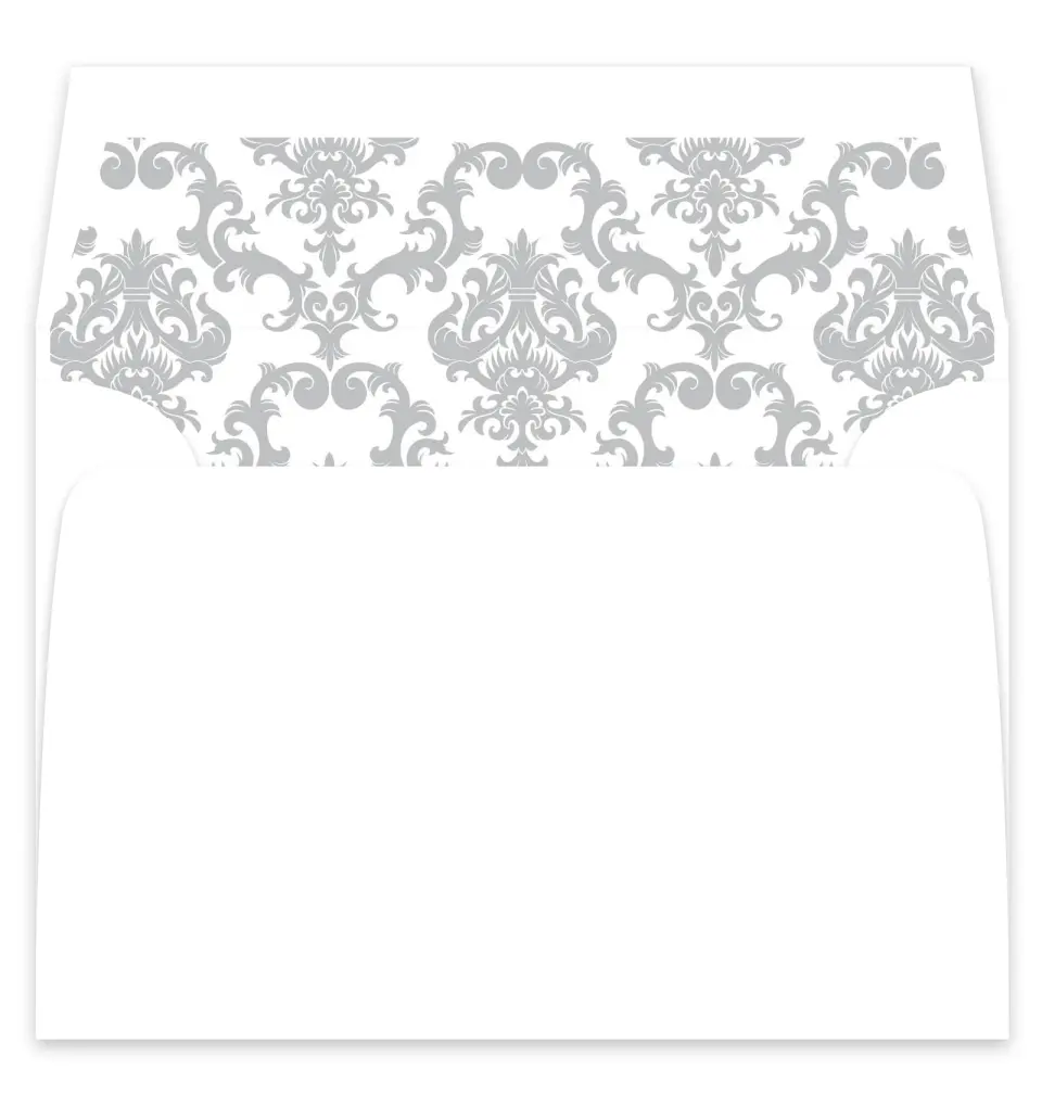 This is a  7¼" x 6⅞" Envelope Liners (ELF) called Damask Elegance printed in full color