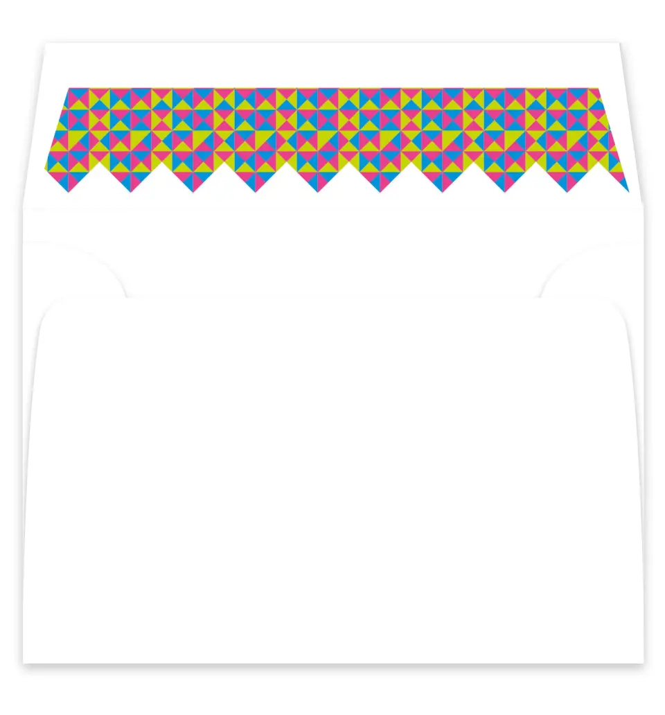 This is a  7¼" x 6⅞" Envelope Liners (ELF) called Flirty Neon printed in full color
