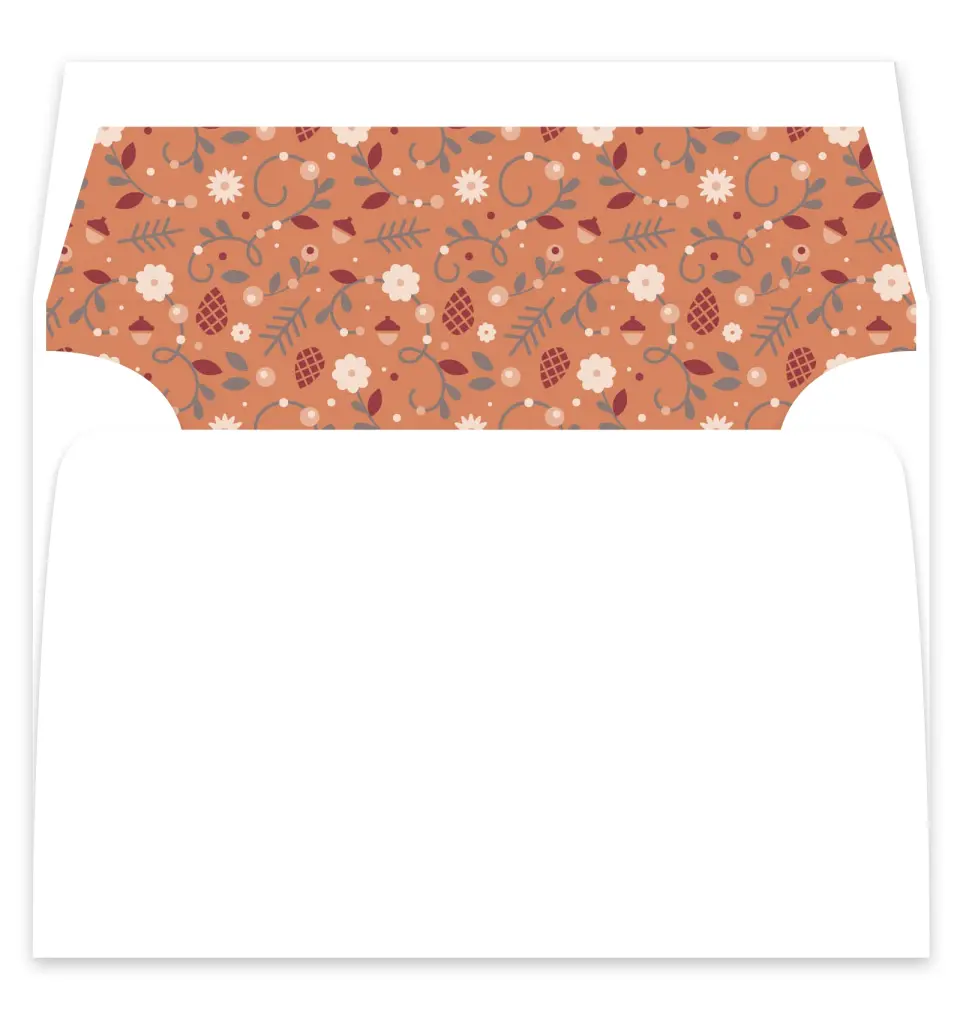 This is a  7¼" x 6⅞" Envelope Liners (ELF) called Fall Treasures printed in full color