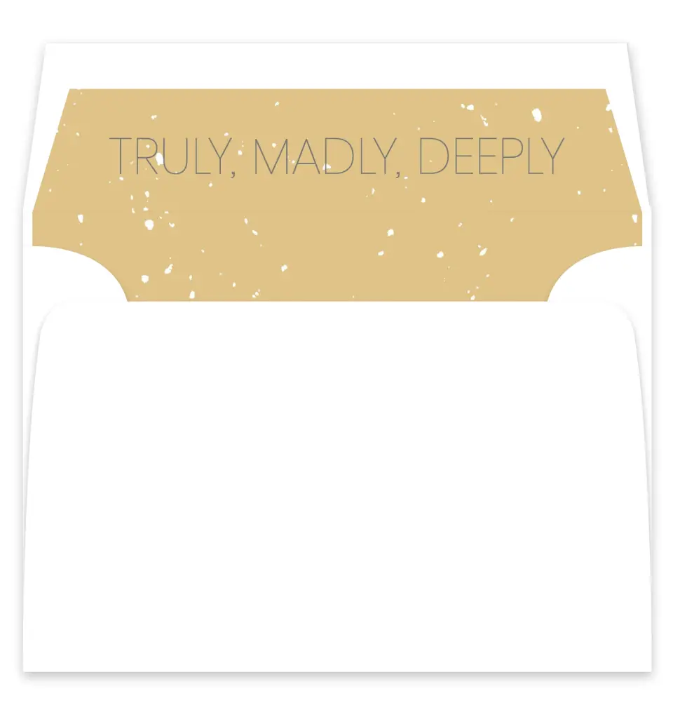 This is a  7¼" x 6⅞" Envelope Liners (ELF) called Truly, Madly, Deeply printed in full color
