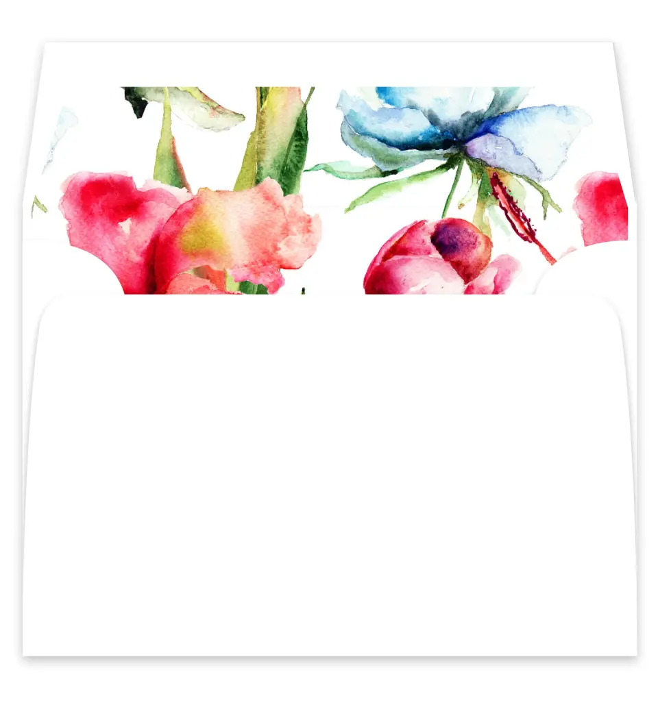 This is a  7¼" x 6⅞" Envelope Liners (ELF) called Floral Watercolor printed in full color