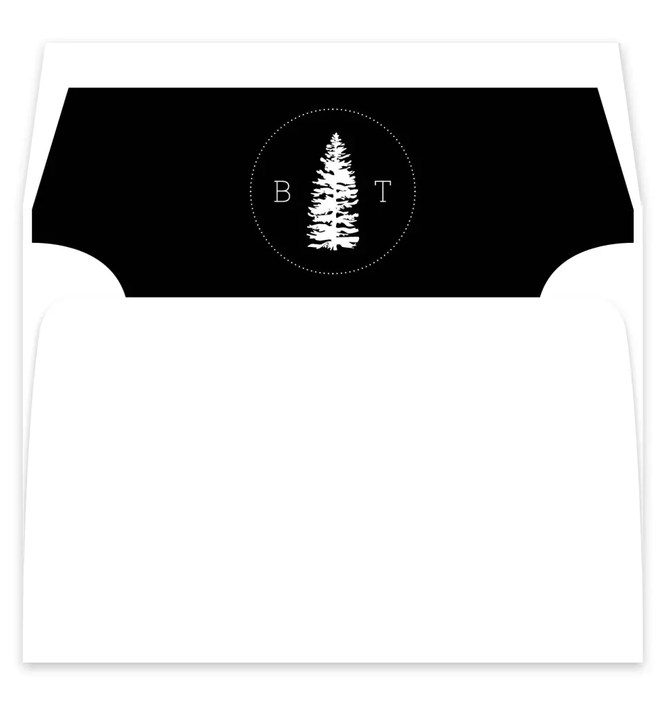 This is a  7¼" x 6⅞" Envelope Liners (ELF) called Splendid Pines printed in full color