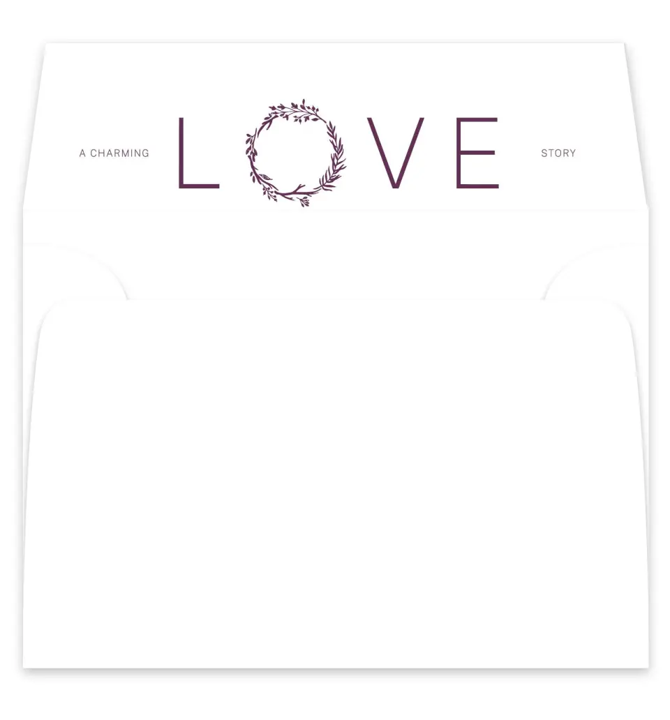 This is a  7¼" x 6⅞" Envelope Liners (ELF) called Charming Love Story printed in full color