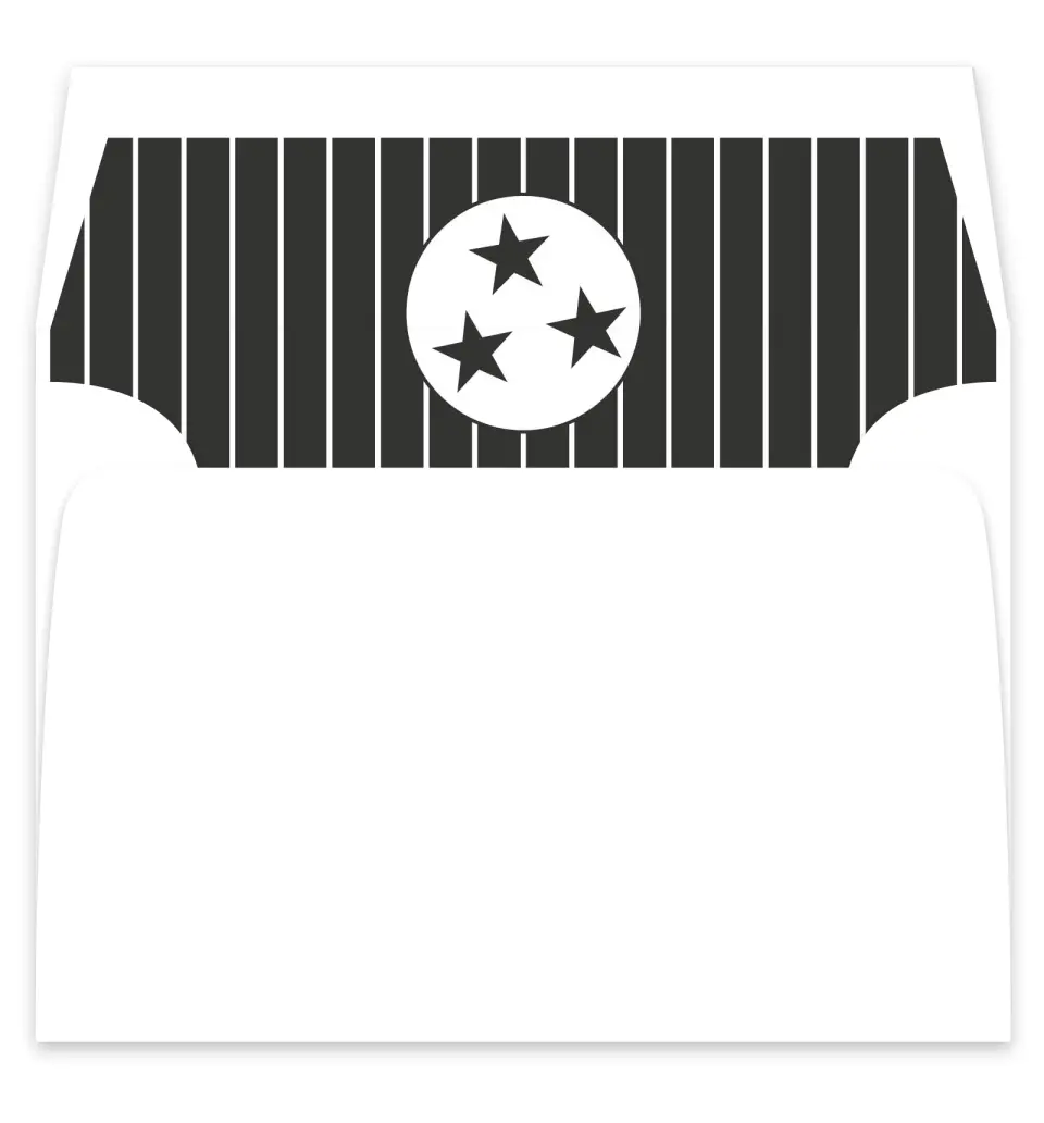 This is a  7¼" x 6⅞" Envelope Liners (ELF) called Nashville Tennessee State Outline printed in full color