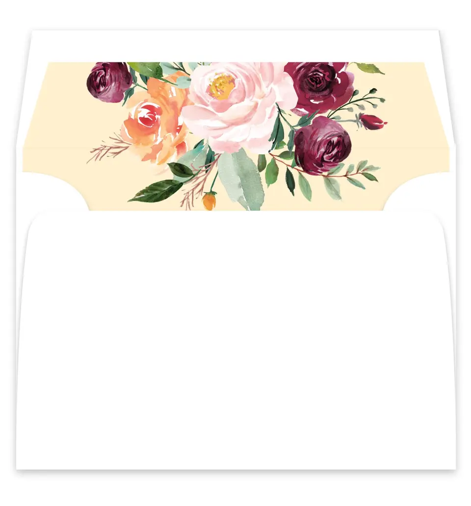 This is a  7¼" x 6⅞" Envelope Liners (ELF) called Country Florals printed in full color