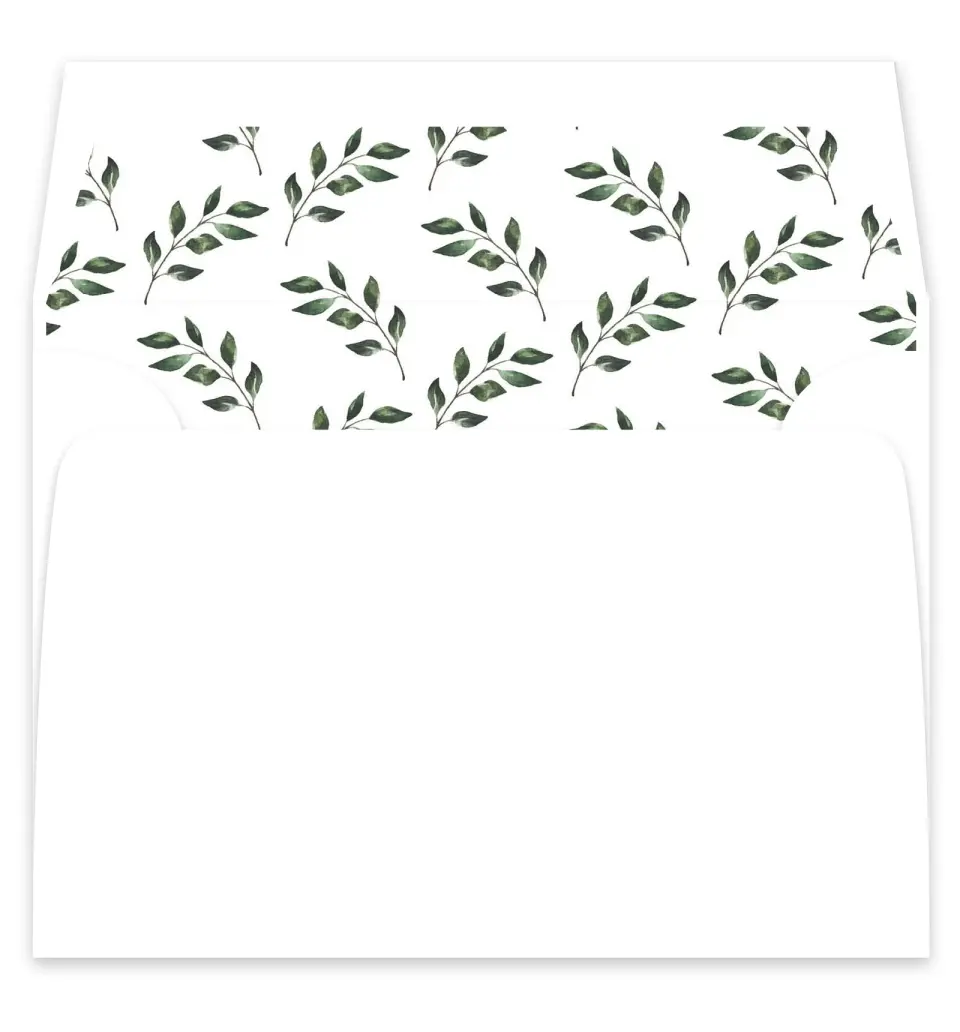 This is a  7¼" x 6⅞" Envelope Liners (ELF) called Sprinkled Sprig printed in full color