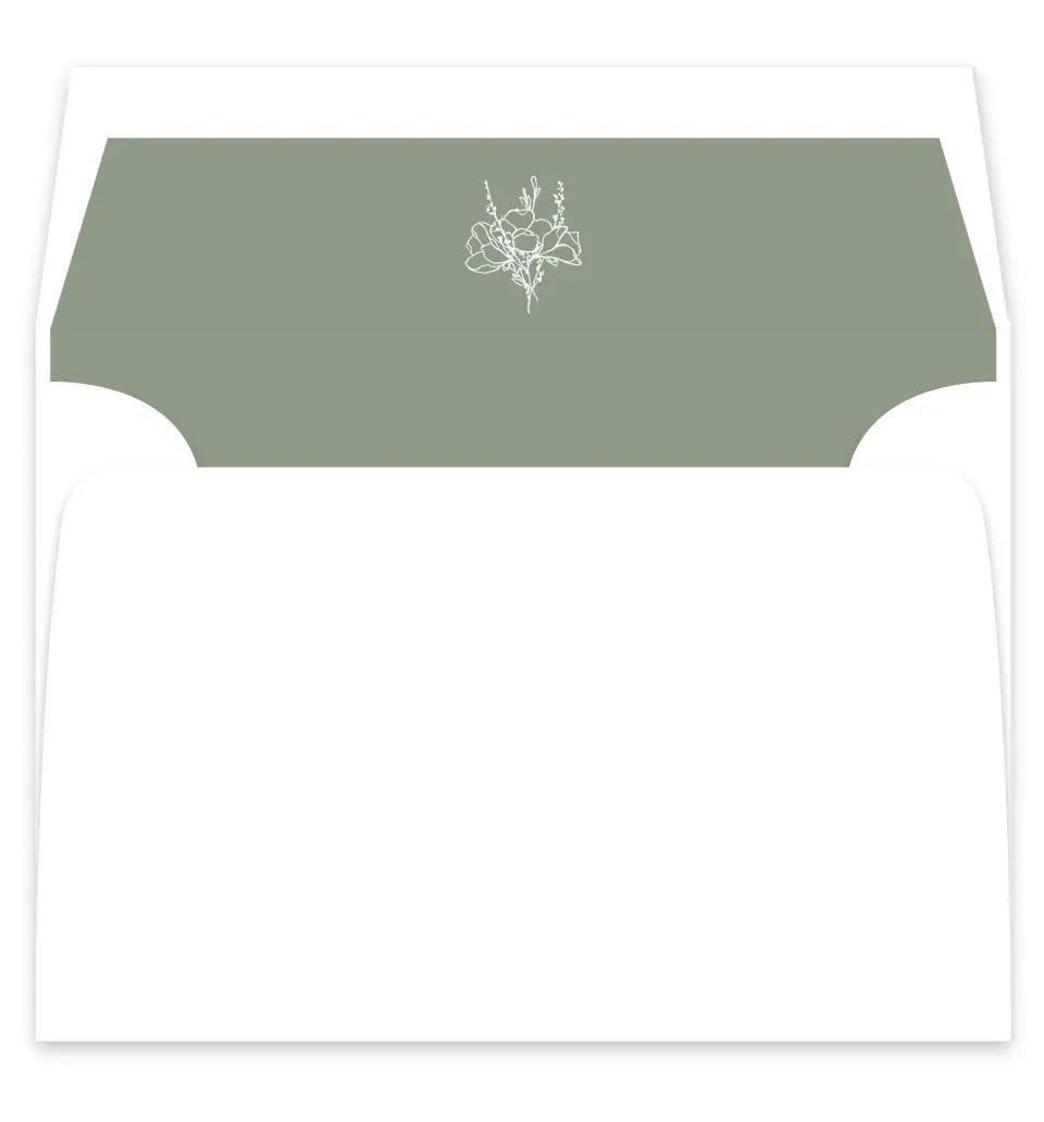 This is a  7¼" x 6⅞" Envelope Liners (ELF) called Poetic Bloom printed in full color