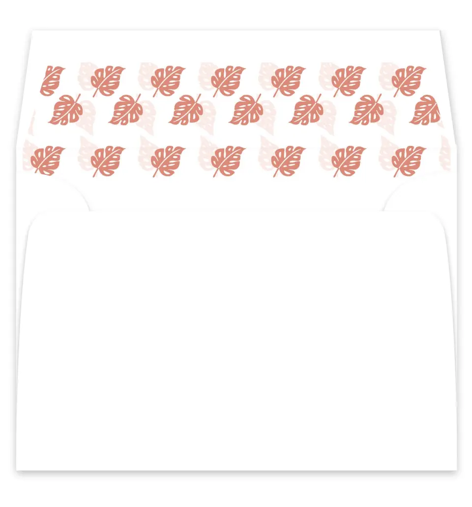 This is a  7¼" x 6⅞" Envelope Liners (ELF) called Tropical Palms printed in full color