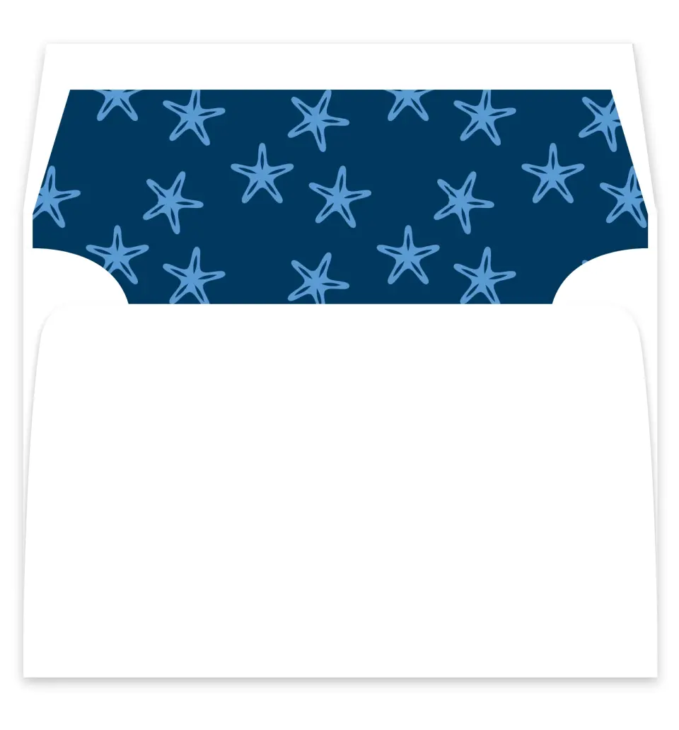 This is a  7¼" x 6⅞" Envelope Liners (ELF) called Beachcomber printed in full color
