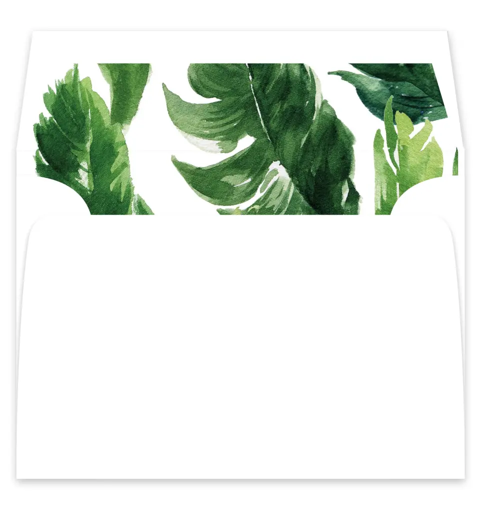 This is a  7¼" x 6⅞" Envelope Liners (ELF) called Beach Palms printed in full color