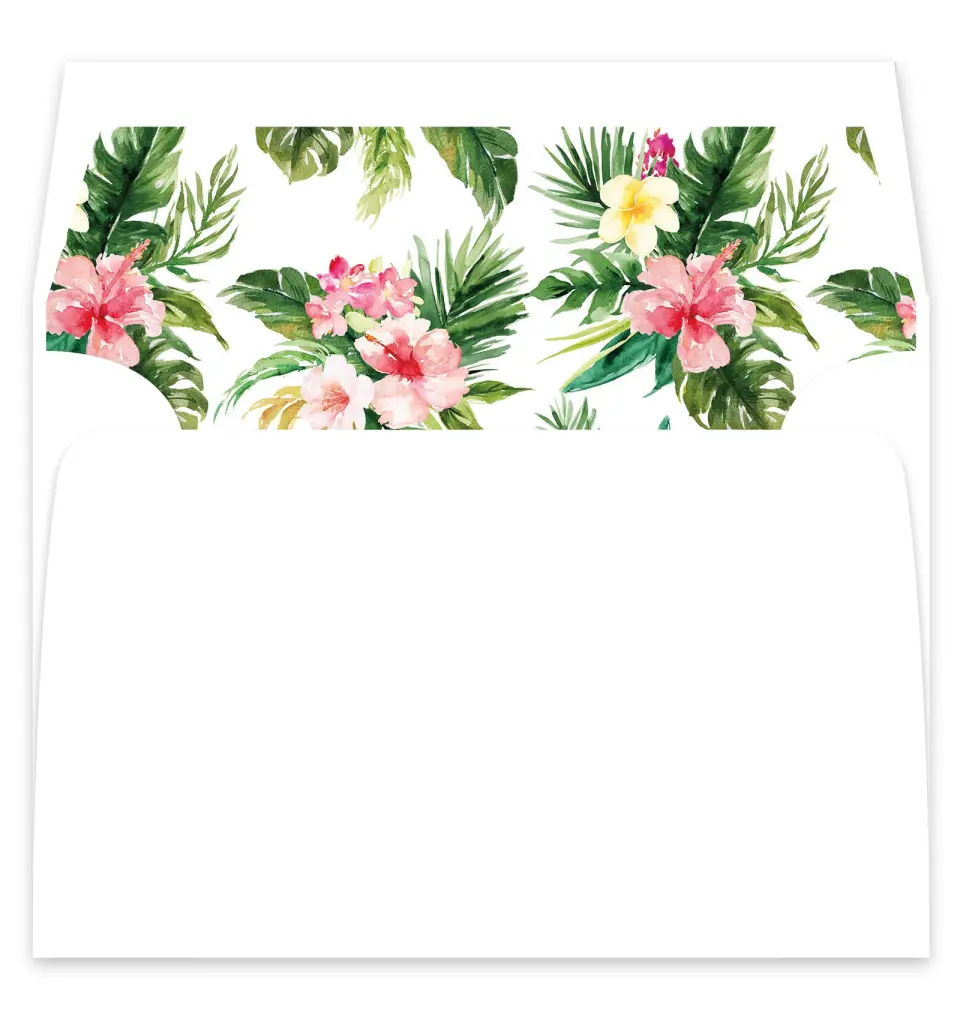 This is a  7¼" x 6⅞" Envelope Liners (ELF) called Perfect Paradise printed in full color