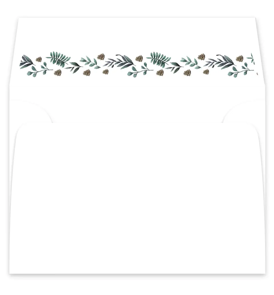 This is a  7¼" x 6⅞" Envelope Liners (ELF) called Pinecone Allure printed in full color