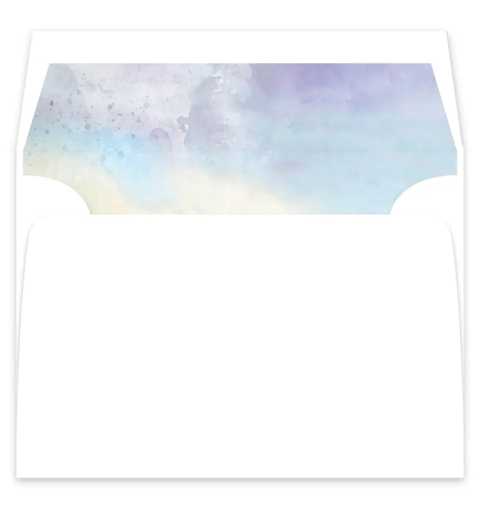 This is a  7¼" x 6⅞" Envelope Liners (ELF) called Dreamy Sky printed in full color