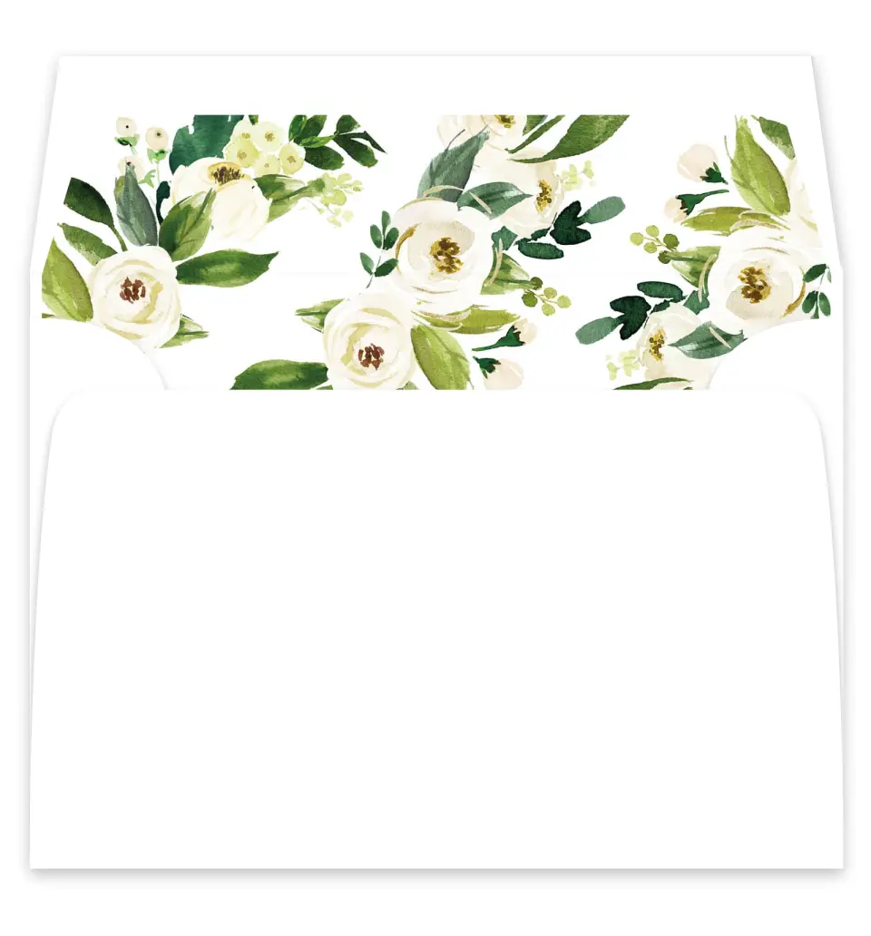 This is a  7¼" x 6⅞" Envelope Liners (ELF) called Wedding Florals printed in full color