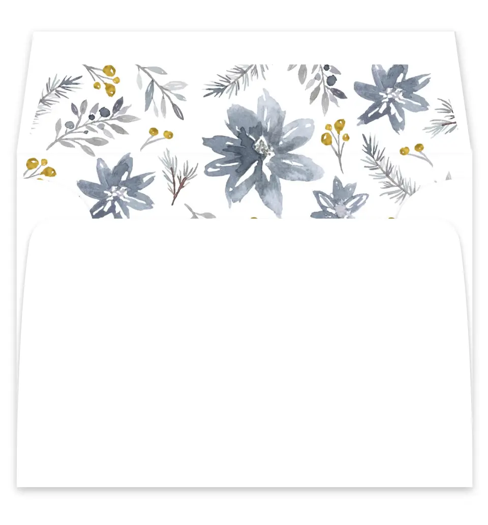 This is a  7¼" x 6⅞" Envelope Liners (ELF) called Winter Floral printed in full color