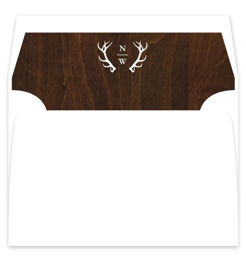 This is a  7¼" x 6⅞" Envelope Liners (ELF) called Rustic Antler printed in full color
