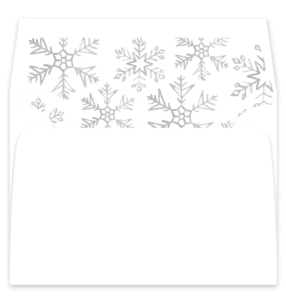 This is a  7¼" x 6⅞" Envelope Liners (ELF) called Sweet Snowflakes printed in full color