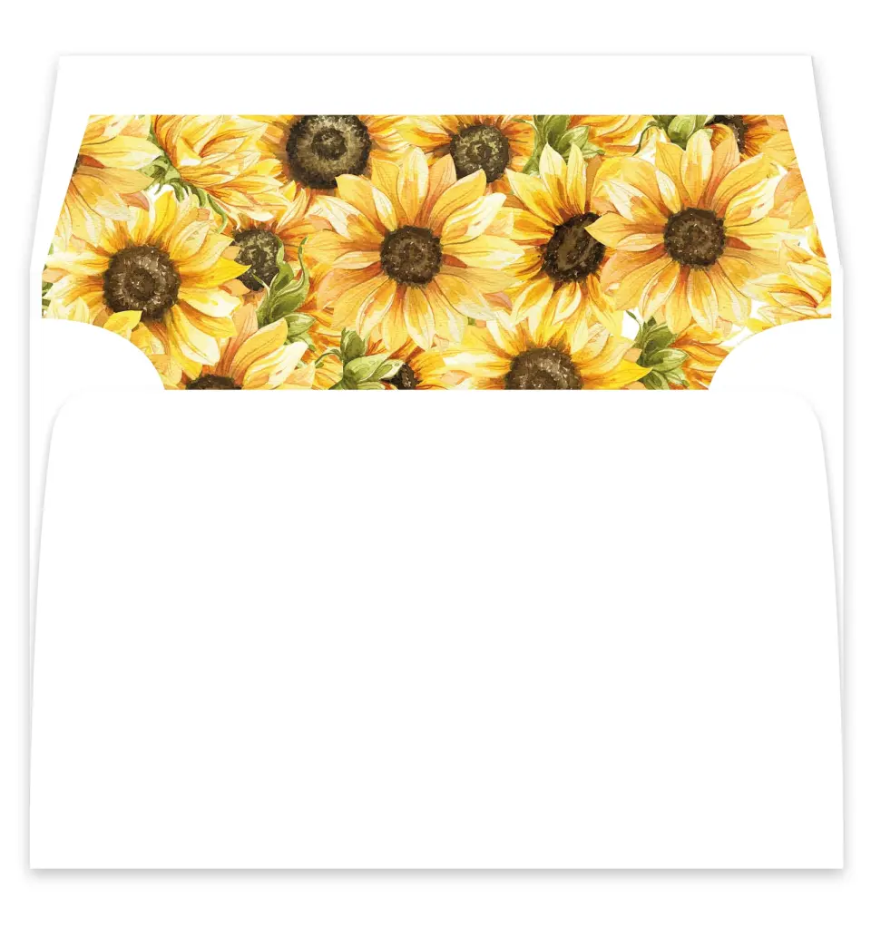 This is a  7¼" x 6⅞" Envelope Liners (ELF) called Sunflower Bliss printed in full color
