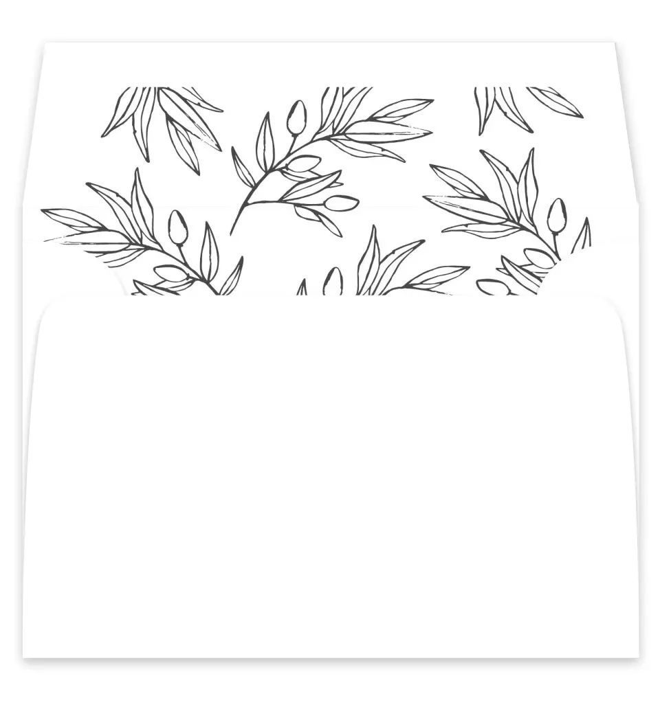 This is a  7¼" x 6⅞" Envelope Liners (ELF) called Branch Sketch printed in full color