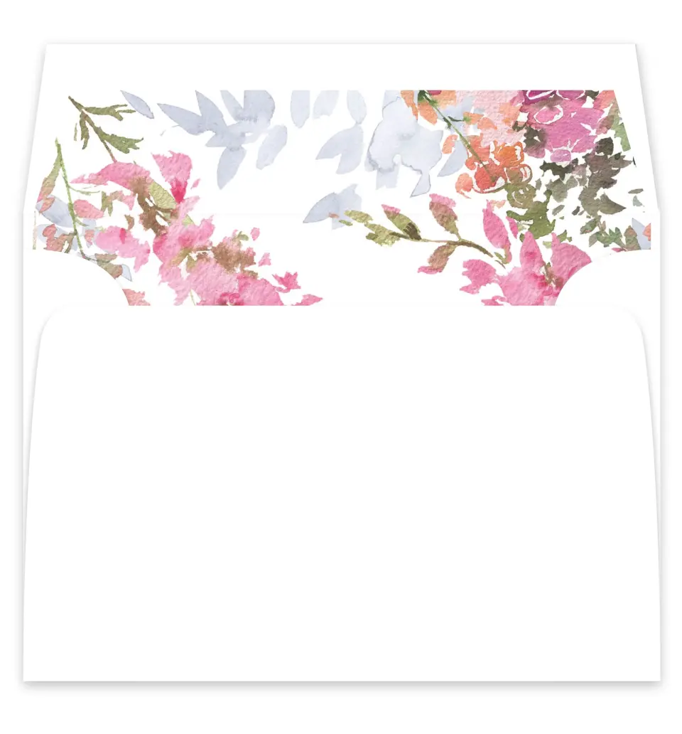 This is a  7¼" x 6⅞" Envelope Liners (ELF) called Blushing Bouquet printed in full color