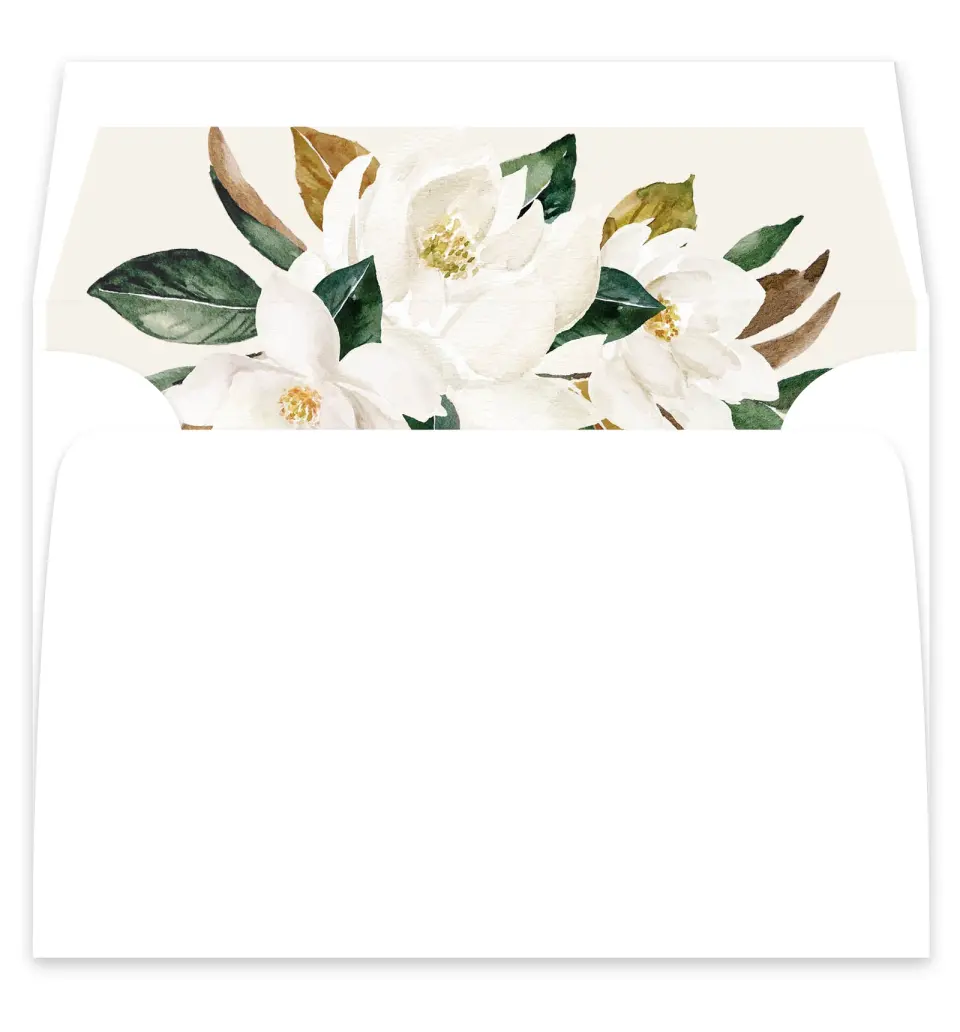 This is a  7¼" x 6⅞" Envelope Liners (ELF) called Soft Magnolia printed in full color