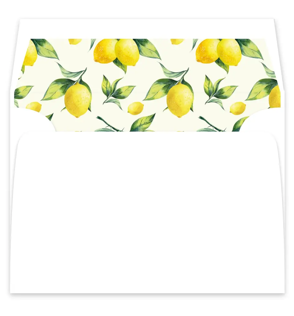 This is a  7¼" x 6⅞" Envelope Liners (ELF) called Antique Lemon printed in full color