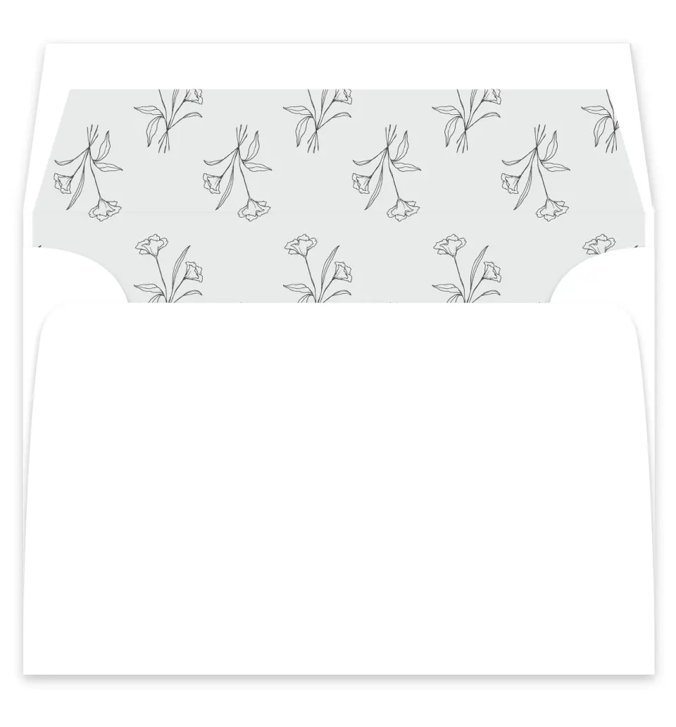 This is a  7¼" x 6⅞" Envelope Liners (ELF) called Monogram Bloom printed in full color