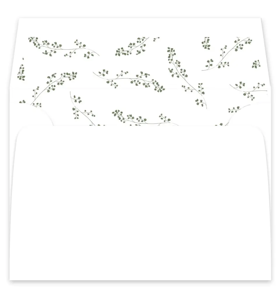 This is a  7¼" x 6⅞" Envelope Liners (ELF) called Fresh Tendrils printed in full color