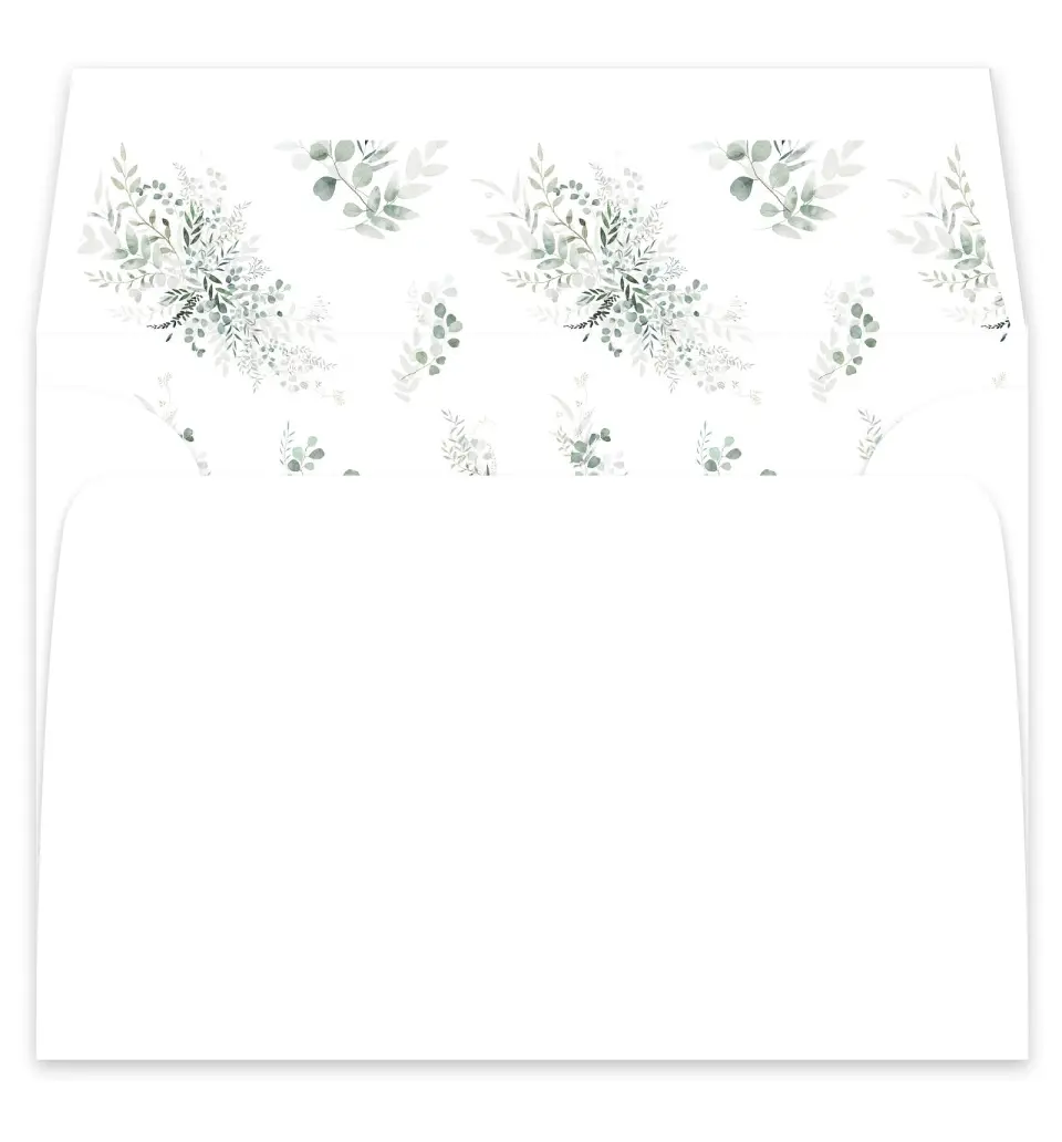 This is a  7¼" x 6⅞" Envelope Liners (ELF) called Elegant Greenery printed in full color