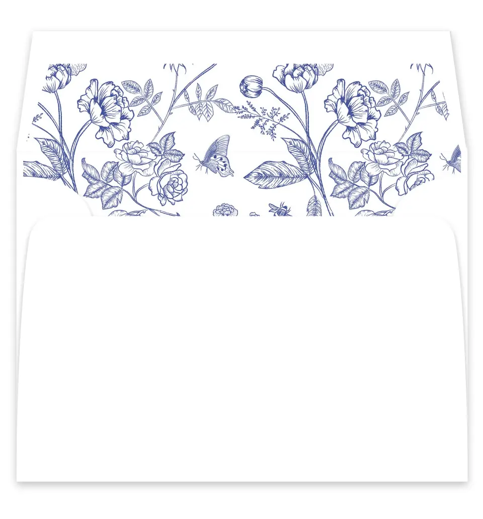 This is a  7¼" x 6⅞" Envelope Liners (ELF) called Modern Chinoiserie printed in full color