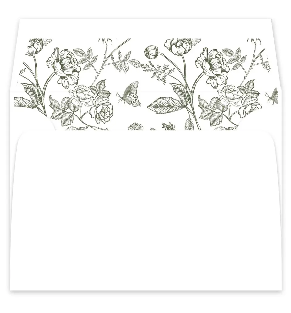 This is a  7¼" x 6⅞" Envelope Liners (ELF) called Elegant Crest printed in full color
