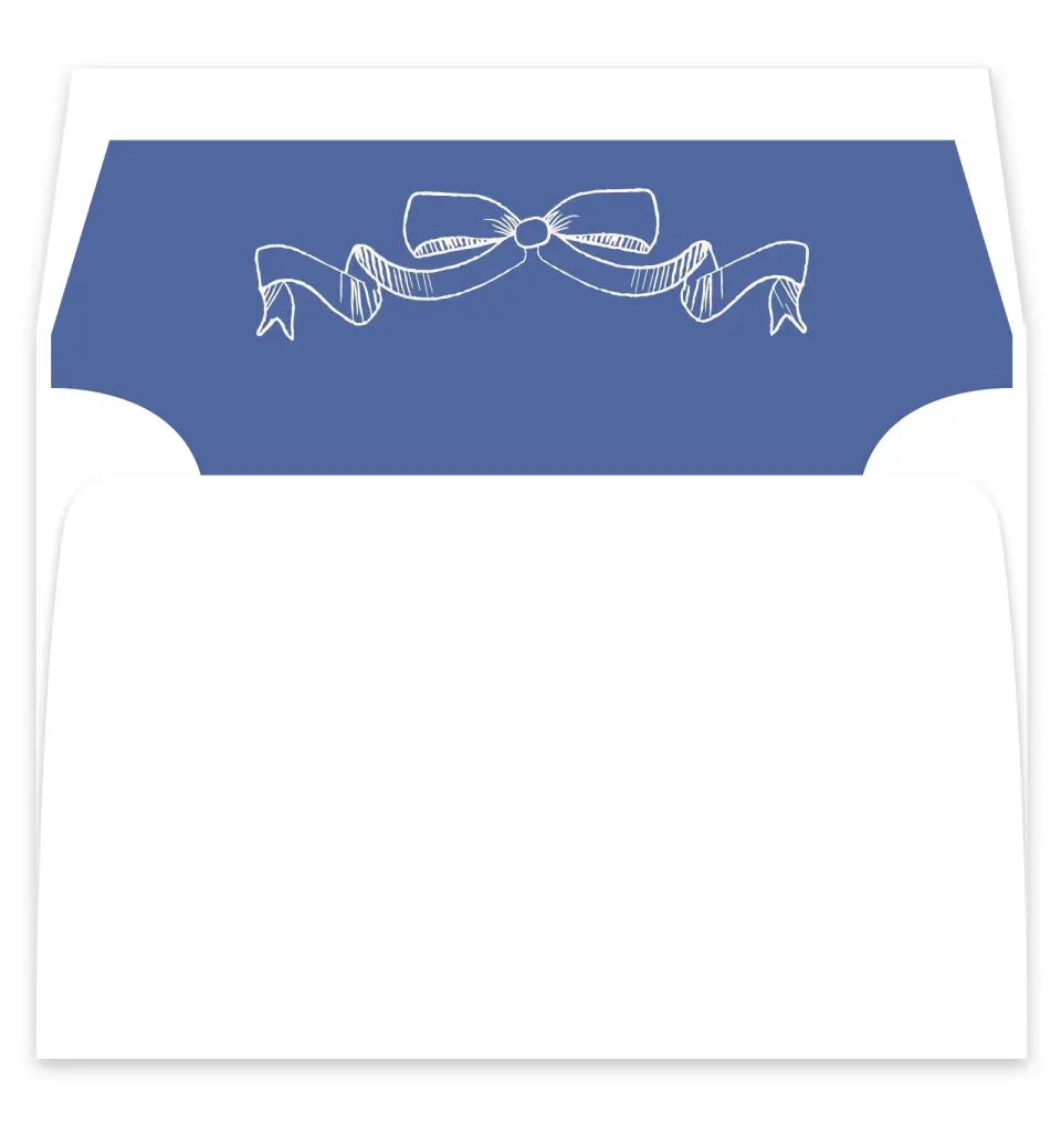 This is a  7¼" x 6⅞" Envelope Liners (ELF) called Sketched Bow printed in full color