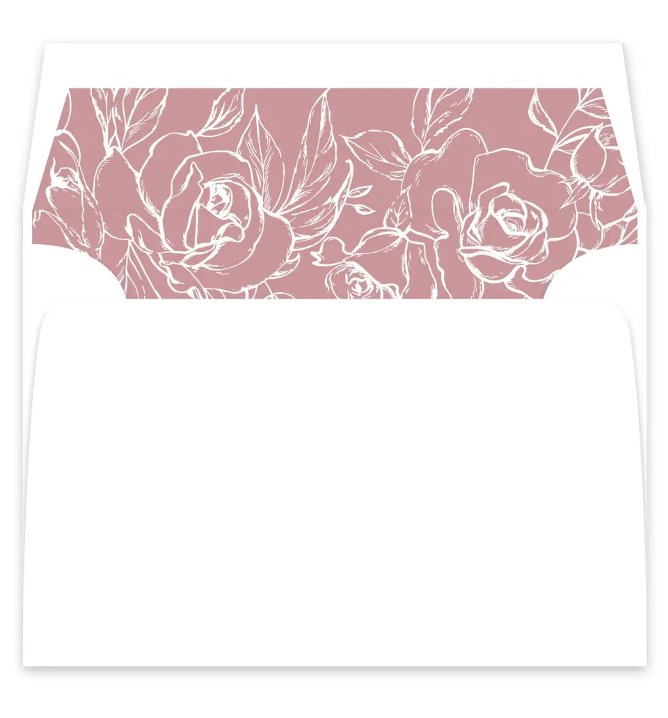 This is a  7¼" x 6⅞" Envelope Liners (ELF) called Blushing Rose printed in full color