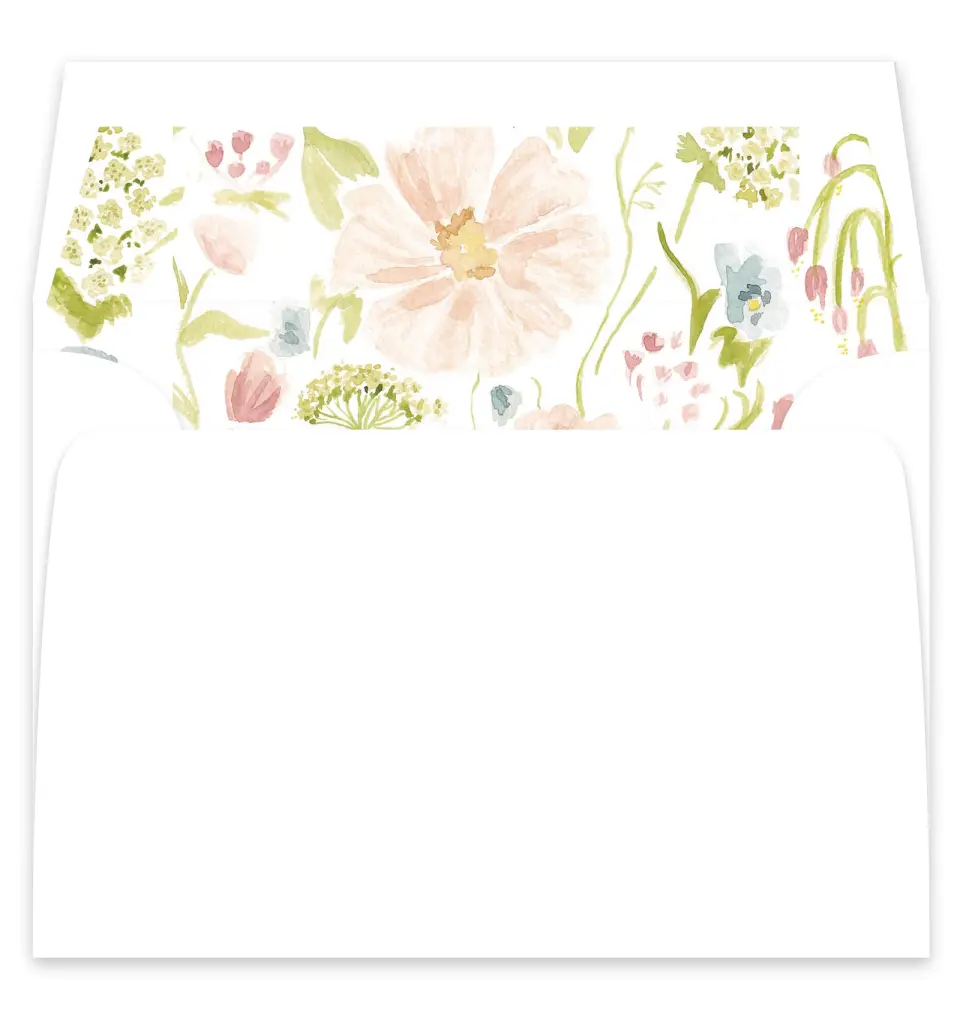 This is a  7¼" x 6⅞" Envelope Liners (ELF) called Garden of Vows printed in full color