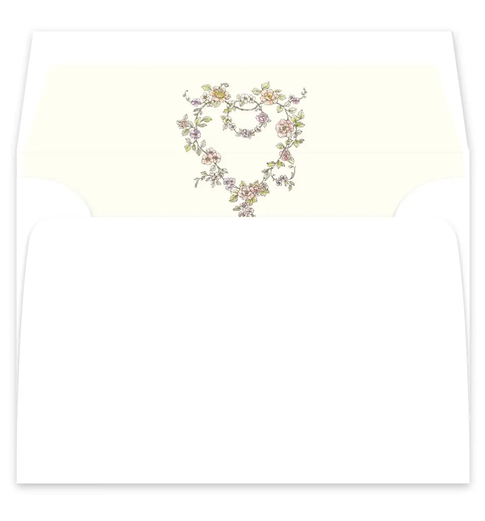 This is a  7¼" x 6⅞" Envelope Liners (ELF) called Ever After printed in full color