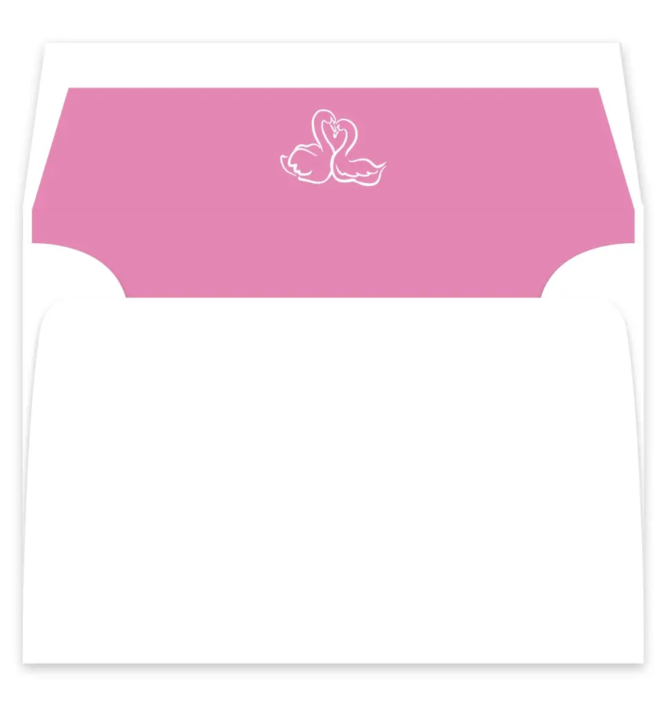 This is a  7¼" x 6⅞" Envelope Liners (ELF) called Swan Love printed in full color