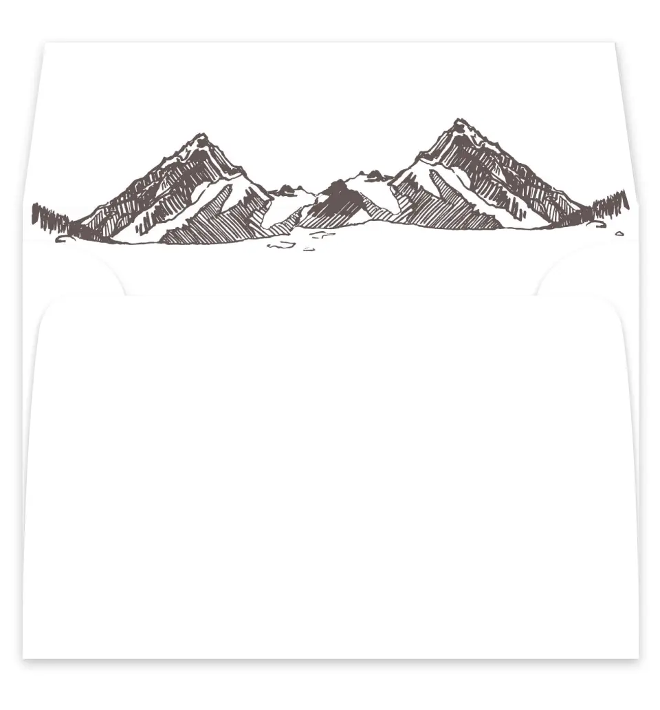 This is a  7¼" x 6⅞" Envelope Liners (ELF) called Mountain Bliss printed in full color