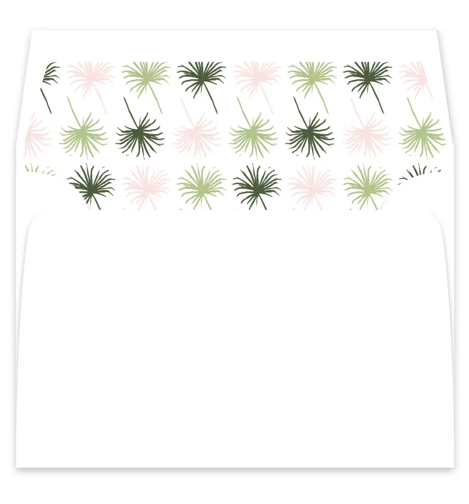 This is a  7¼" x 6⅞" Envelope Liners (ELF) called Palm Paradise printed in full color