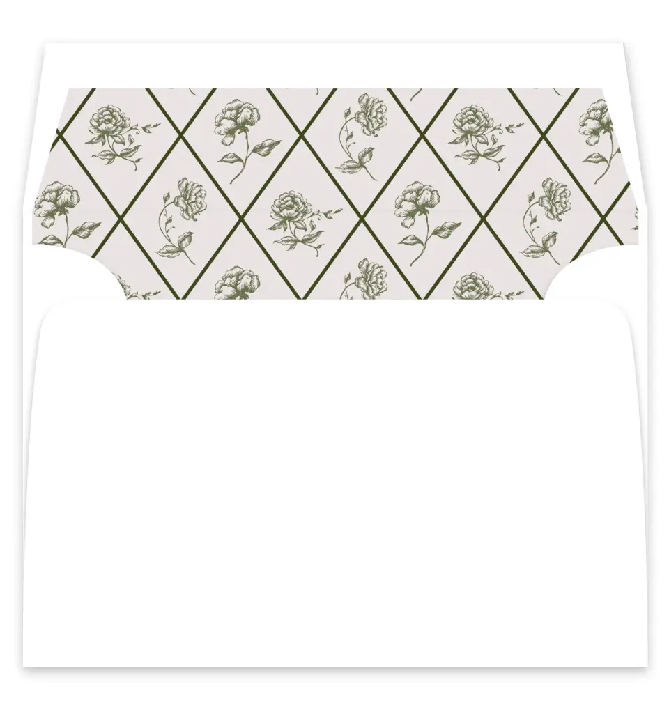 This is a  7¼" x 6⅞" Envelope Liners (ELF) called Meadow of Merriment printed in full color
