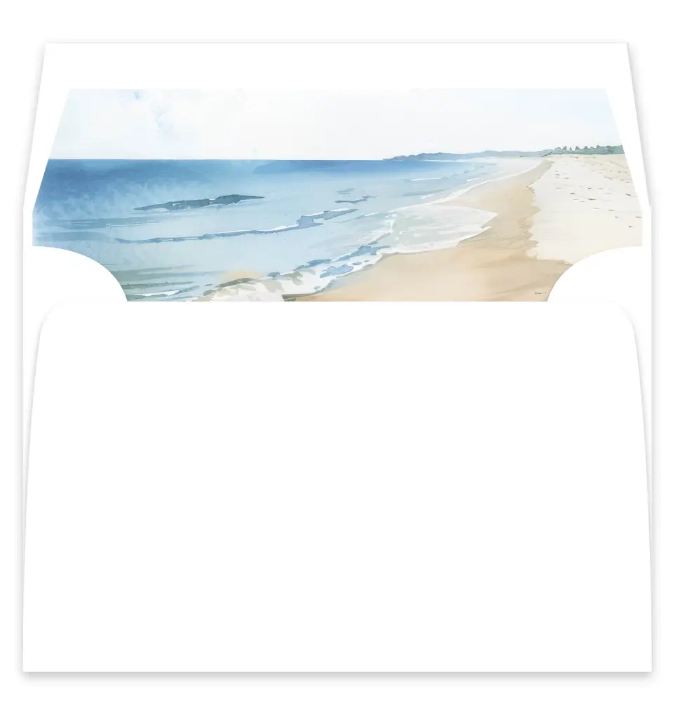 This is a  7¼" x 6⅞" Envelope Liners (ELF) called Seaside Serenade printed in full color