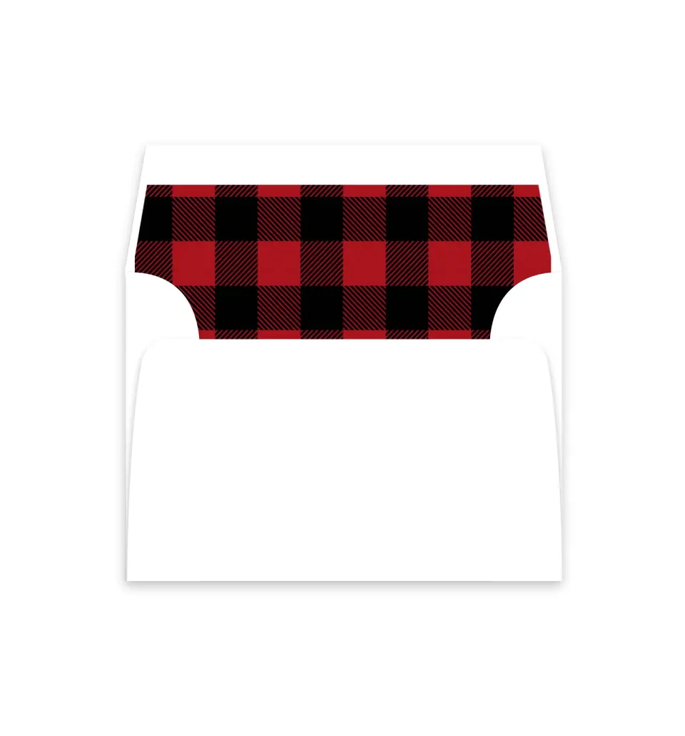 This is a  4⅞" x 4.563" Envelope Liners (ELM) called Bold Buffalo Plaid printed in full color