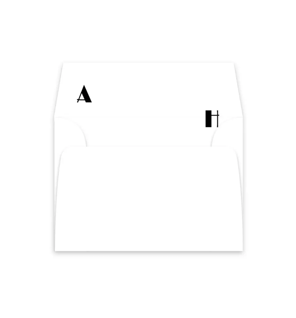 This is a  4⅞" x 4.563" Envelope Liners (ELM) called Modern Initial printed in full color